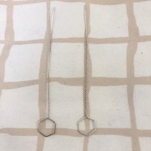 Sterling Silver Hexagon Threader Earrings